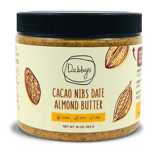 Cacao Nibs Date Almond Butter - 16 oz - Debby's Bites